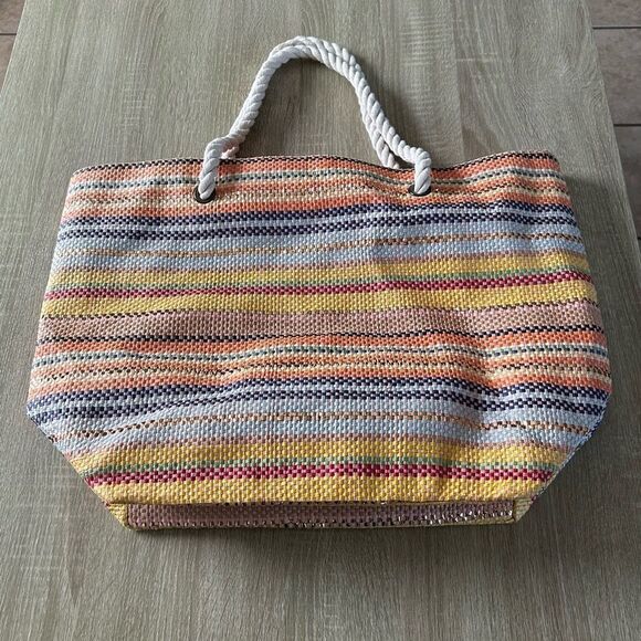 NWOT … Striped Multicolor Tote Bag - Picture 1 of 4